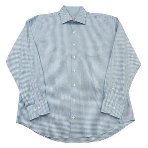 Peter Millar Shirt Mens XL Blue Checks Long Sleeve Cotton Office Casual Work